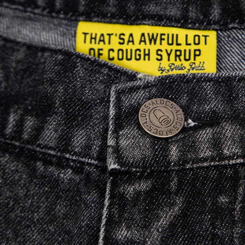 New THAT'S A AWFUL LOT OF COUGH SYRUP Denim Shorts Retro Casual Loose Sports Letter Print Jeans