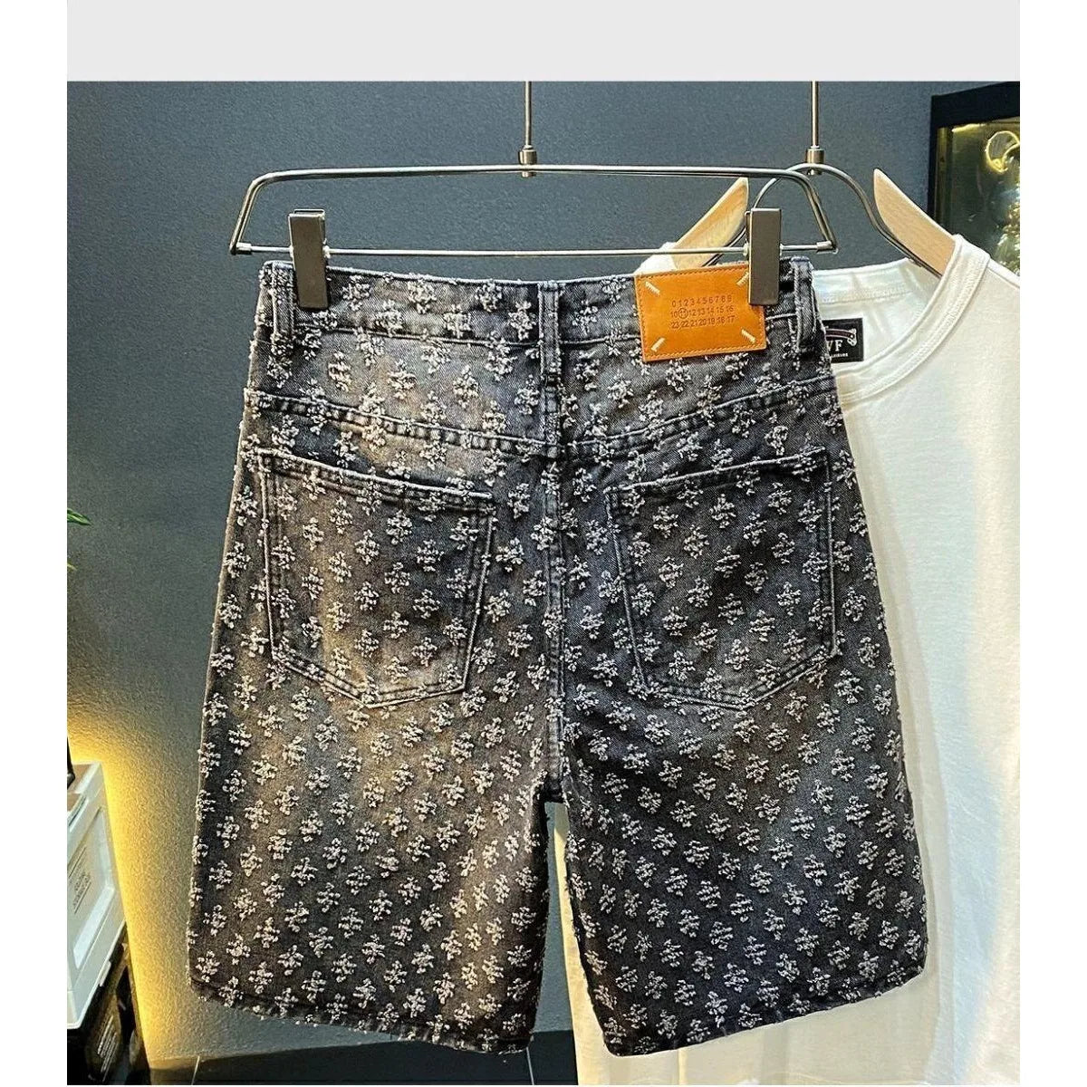 Summer High Street Denim Shorts Men's Casual Jeans Shorts Loose Mid High Waist Fashion Vintage Knee Lenght Denim Short Pants Men