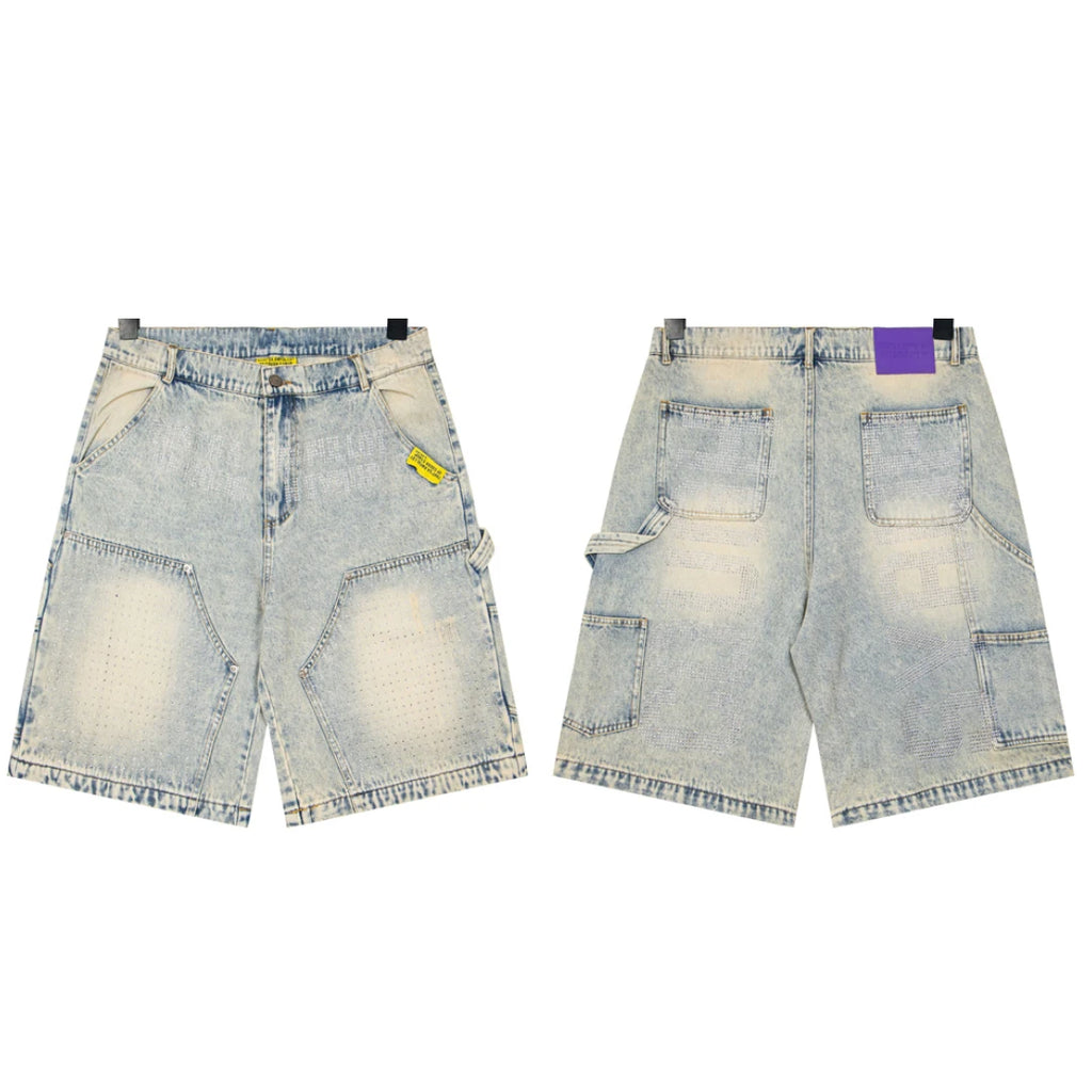 New THAT'S A AWFUL LOT OF COUGH SYRUP Denim Shorts Retro Casual Loose Sports Letter Print Jeans